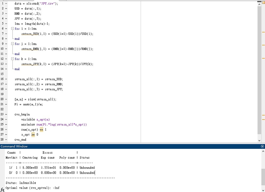 CVX: Status: Infeasible - CVX Forum: a community-driven support forum